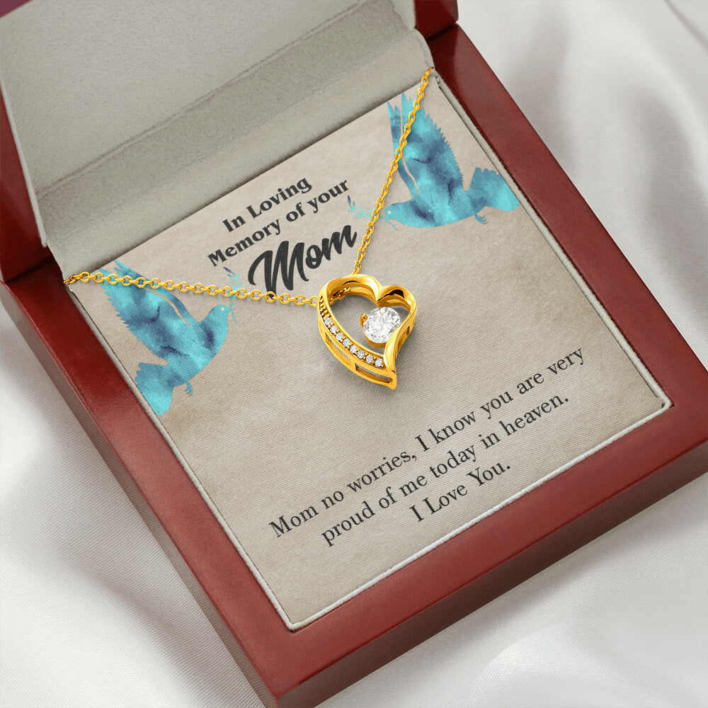 To Mom Remembrance Message Mom No Worries Forever Necklace w Message Card-Express Your Love Gifts