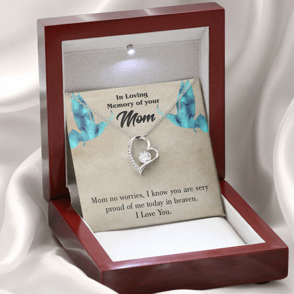 To Mom Remembrance Message Mom No Worries Forever Necklace w Message Card-Express Your Love Gifts