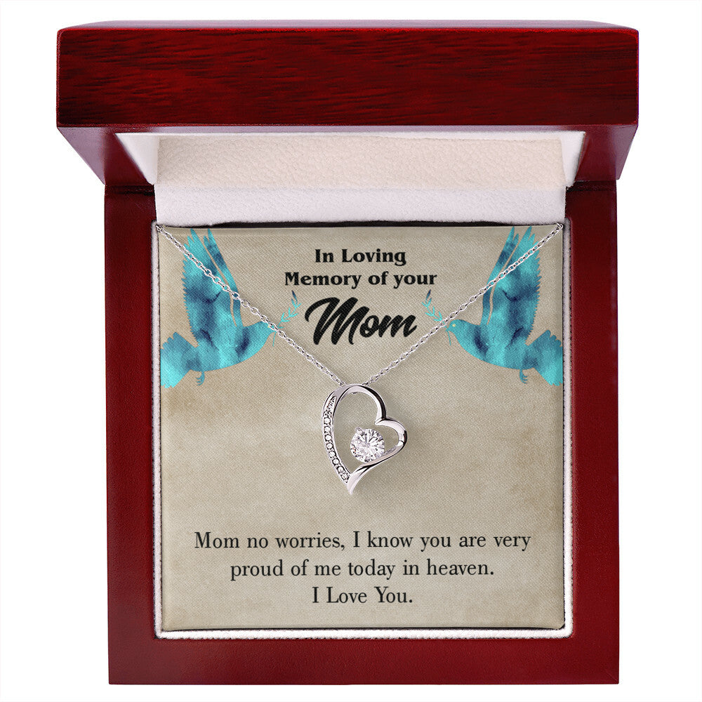 To Mom Remembrance Message Mom No Worries Forever Necklace w Message Card-Express Your Love Gifts