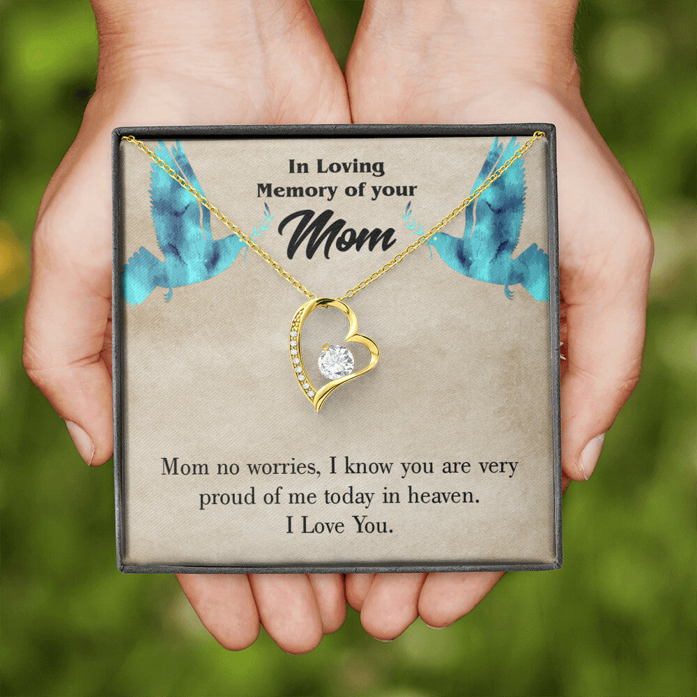 To Mom Remembrance Message Mom No Worries Forever Necklace w Message Card-Express Your Love Gifts