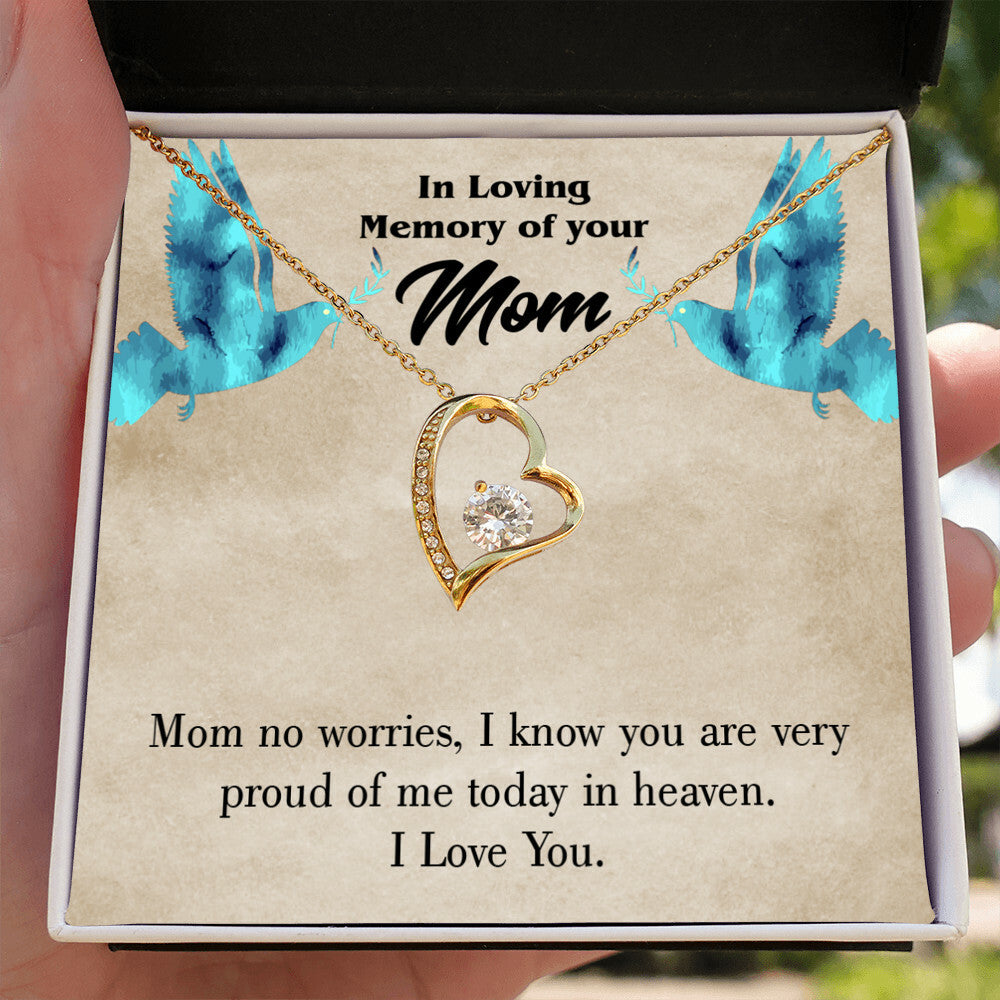 To Mom Remembrance Message Mom No Worries Forever Necklace w Message Card-Express Your Love Gifts