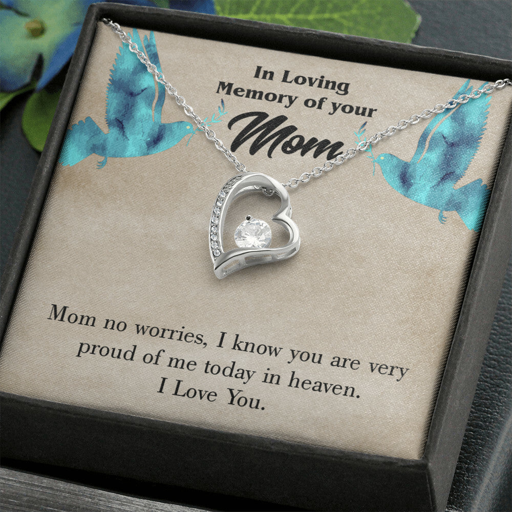 To Mom Remembrance Message Mom No Worries Forever Necklace w Message Card-Express Your Love Gifts