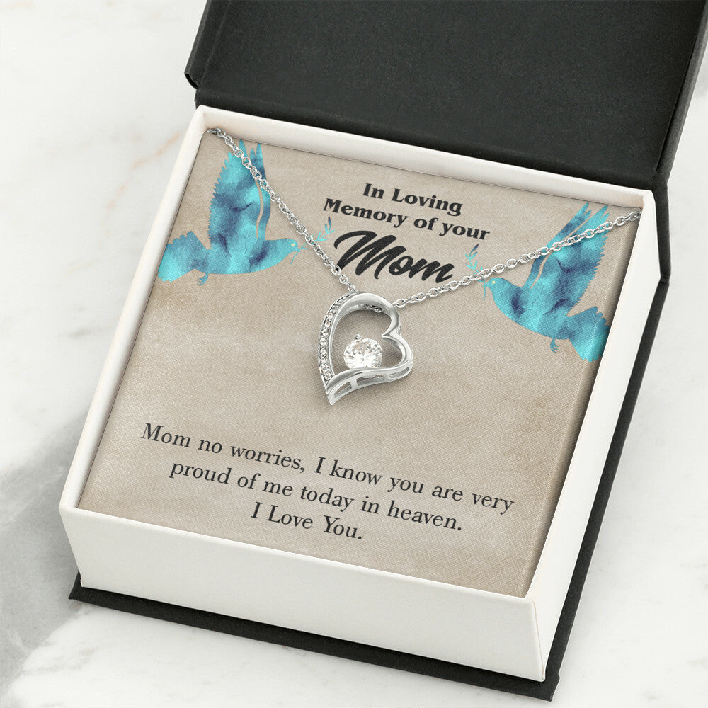 To Mom Remembrance Message Mom No Worries Forever Necklace w Message Card-Express Your Love Gifts