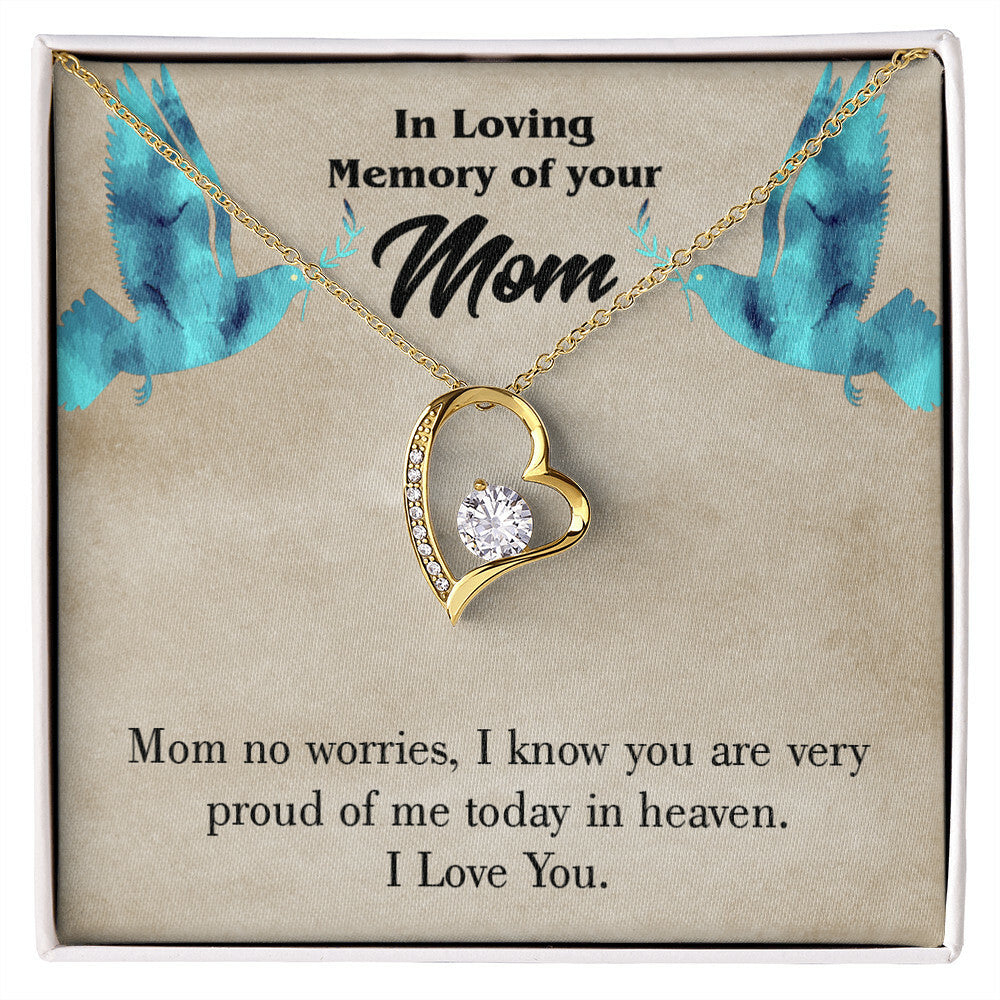 To Mom Remembrance Message Mom No Worries Forever Necklace w Message Card-Express Your Love Gifts