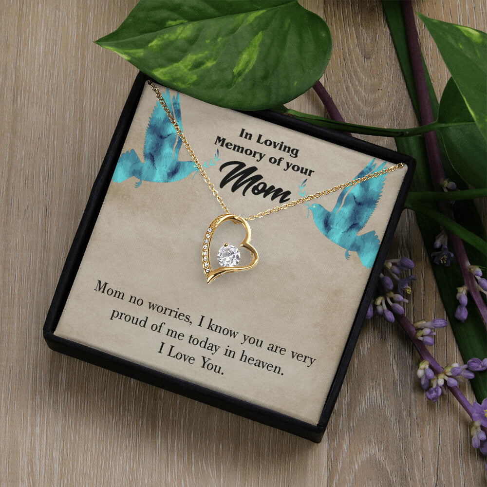 To Mom Remembrance Message Mom No Worries Forever Necklace w Message Card-Express Your Love Gifts