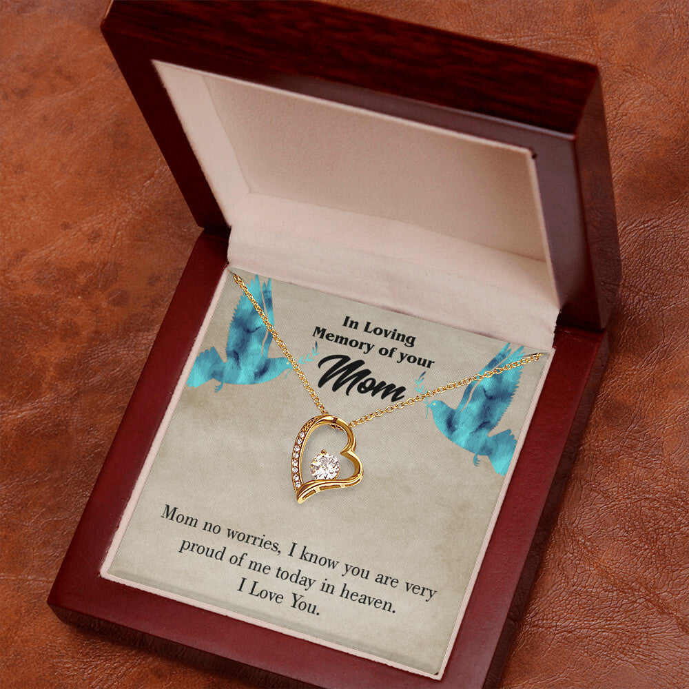 To Mom Remembrance Message Mom No Worries Forever Necklace w Message Card-Express Your Love Gifts