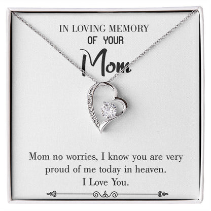 To Mom Remembrance Message Mom no Worries White Forever Necklace w Message Card-Express Your Love Gifts