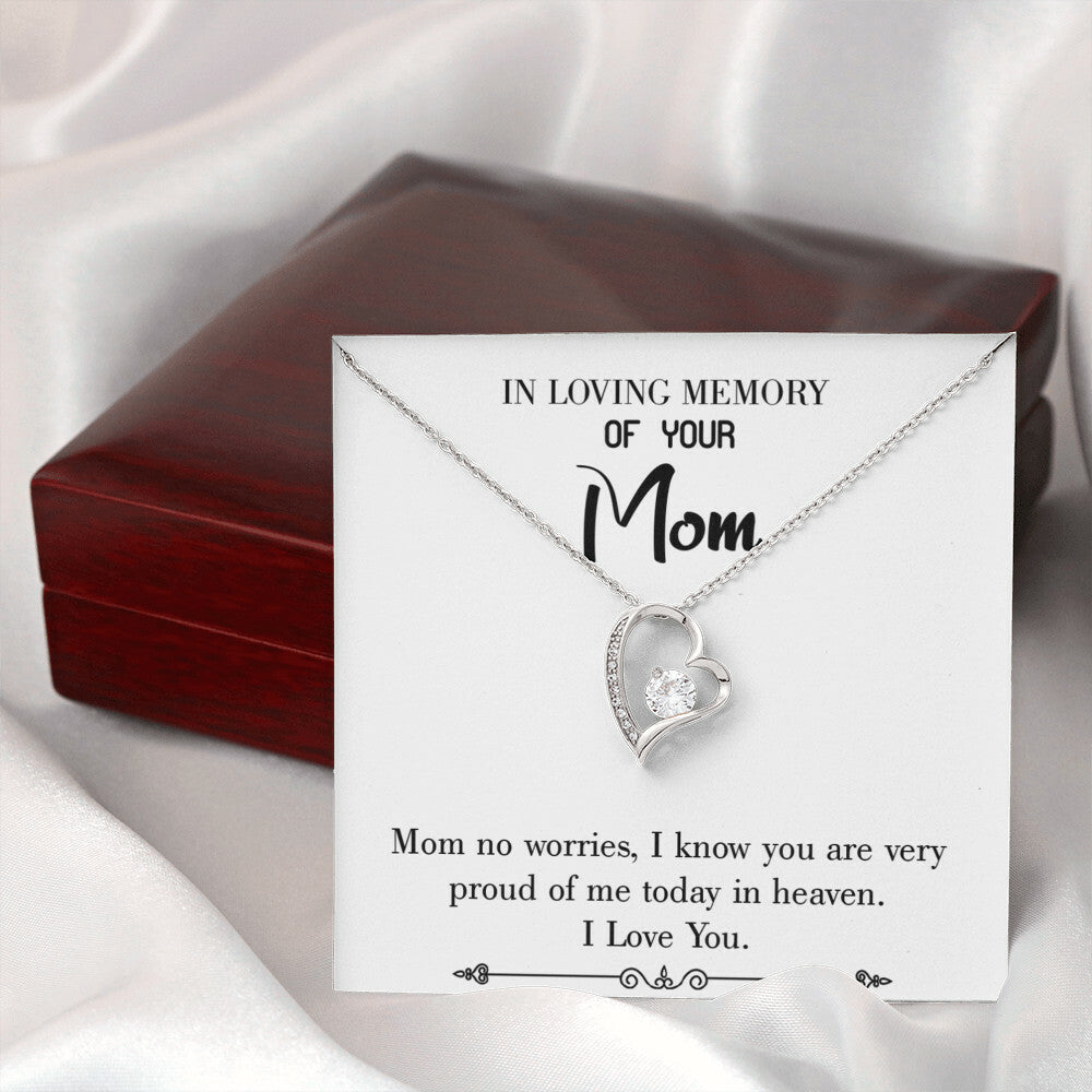 To Mom Remembrance Message Mom no Worries White Forever Necklace w Message Card-Express Your Love Gifts