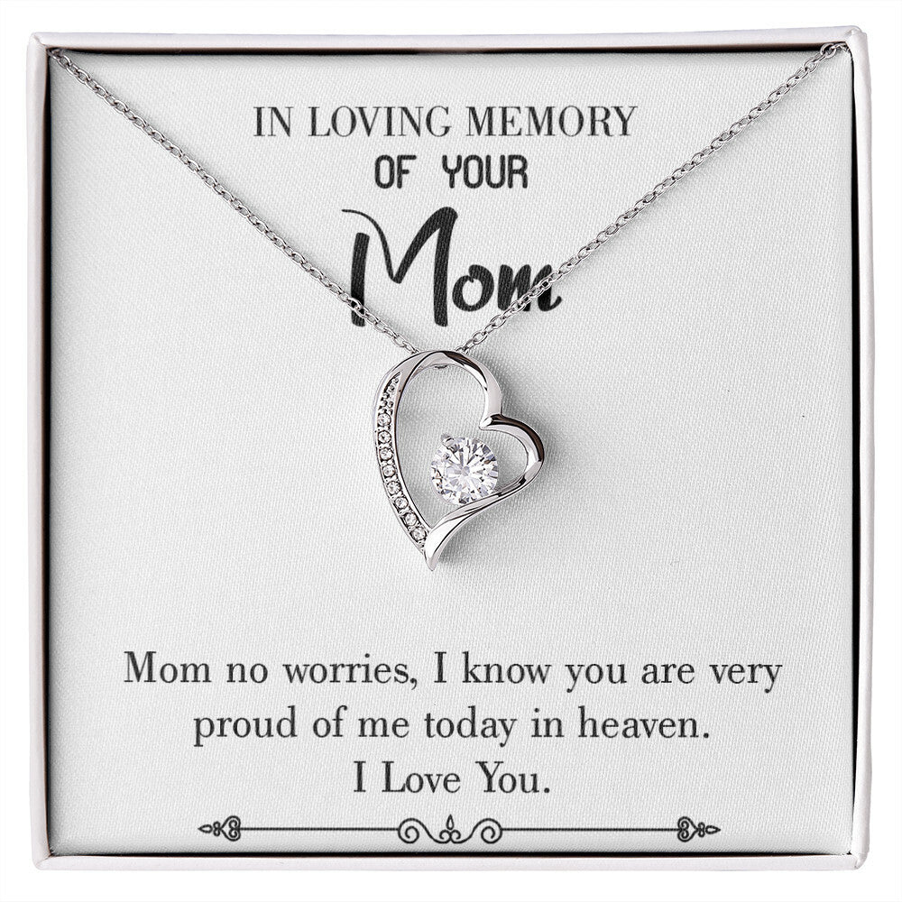 To Mom Remembrance Message Mom no Worries White Forever Necklace w Message Card-Express Your Love Gifts