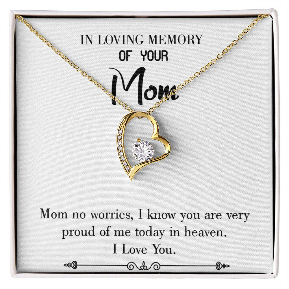 To Mom Remembrance Message Mom no Worries White Forever Necklace w Message Card-Express Your Love Gifts