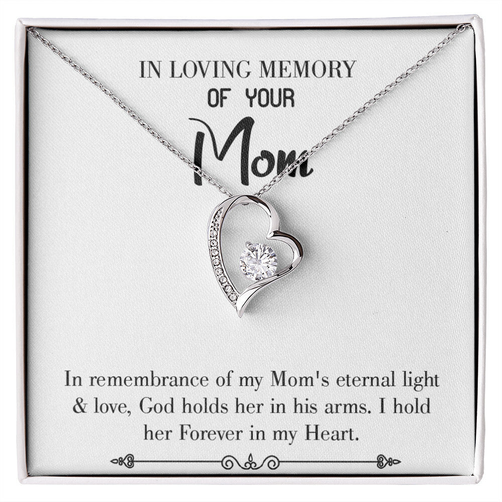 To Mom Remembrance Message Mom's Eternal Light White Forever Necklace w Message Card-Express Your Love Gifts