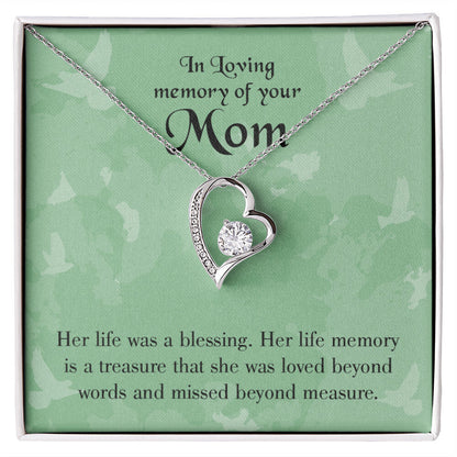 To Mom Remembrance Message Mom's Life a Blessing Forever Necklace w Message Card-Express Your Love Gifts