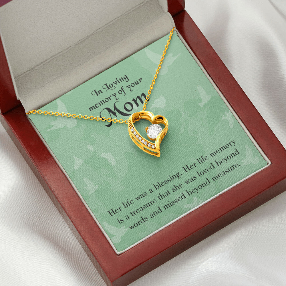 To Mom Remembrance Message Mom's Life a Blessing Forever Necklace w Message Card-Express Your Love Gifts