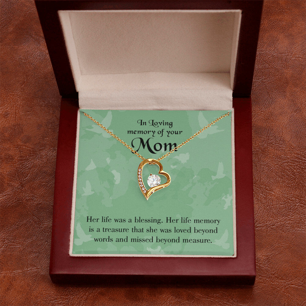 To Mom Remembrance Message Mom's Life a Blessing Forever Necklace w Message Card-Express Your Love Gifts