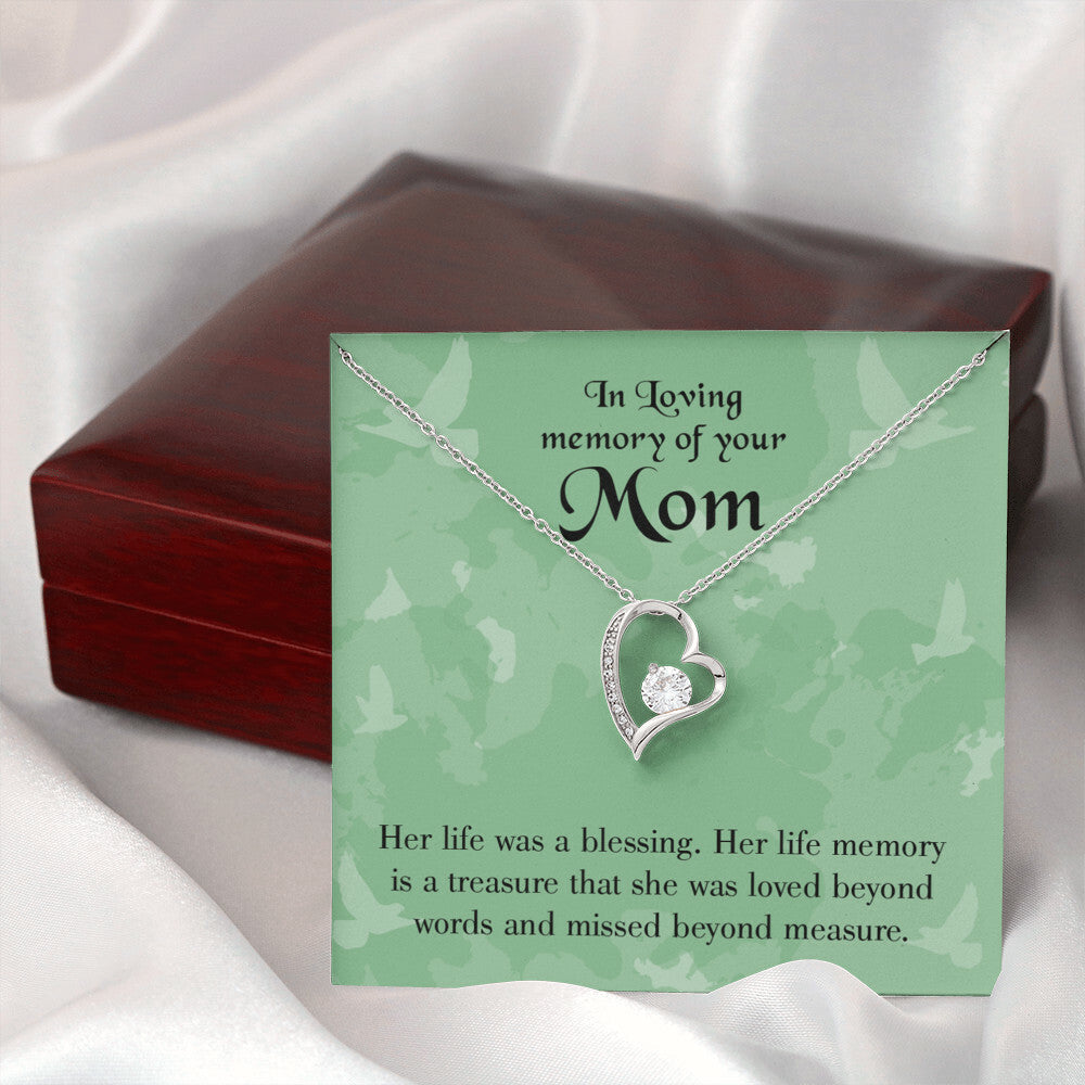 To Mom Remembrance Message Mom's Life a Blessing Forever Necklace w Message Card-Express Your Love Gifts