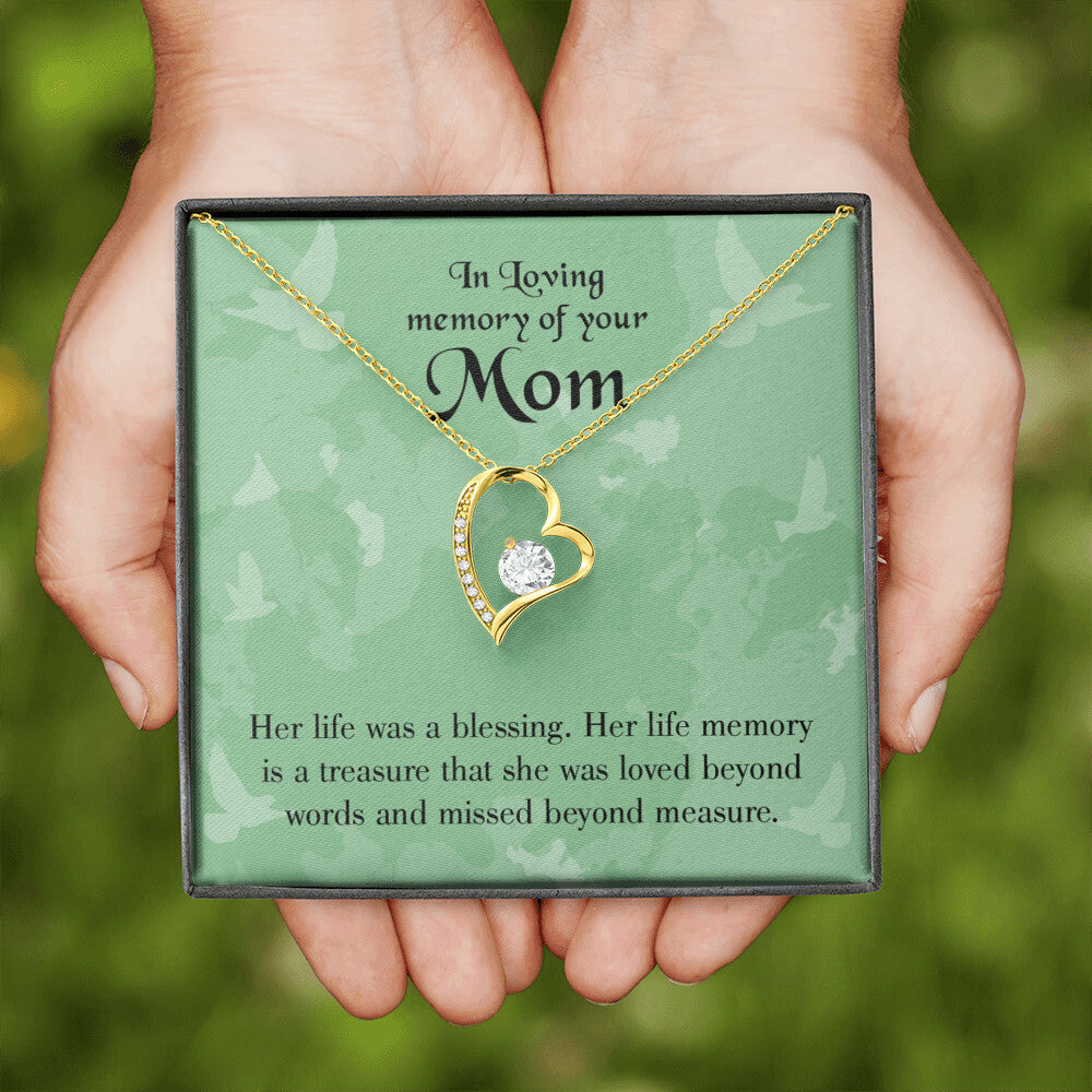 To Mom Remembrance Message Mom's Life a Blessing Forever Necklace w Message Card-Express Your Love Gifts