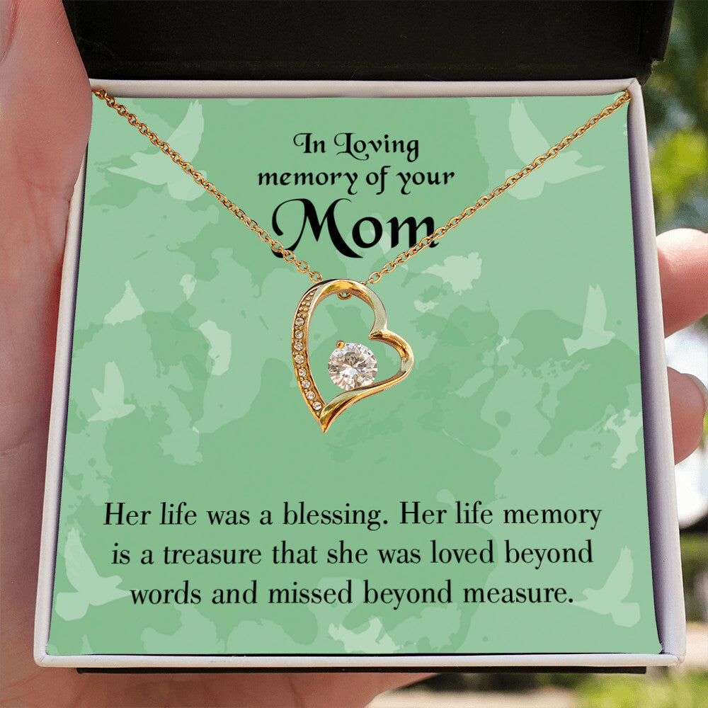 To Mom Remembrance Message Mom's Life a Blessing Forever Necklace w Message Card-Express Your Love Gifts