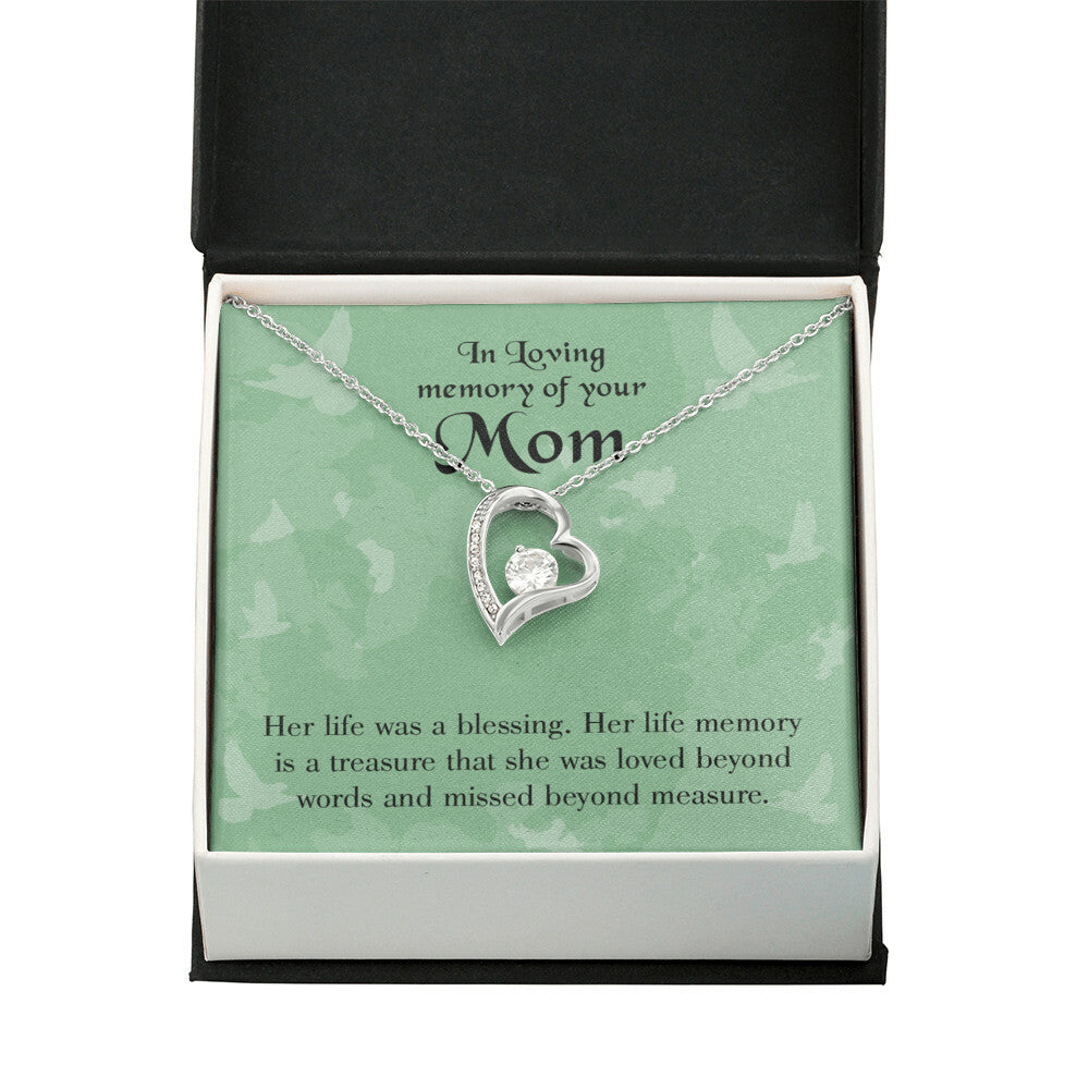 To Mom Remembrance Message Mom's Life a Blessing Forever Necklace w Message Card-Express Your Love Gifts