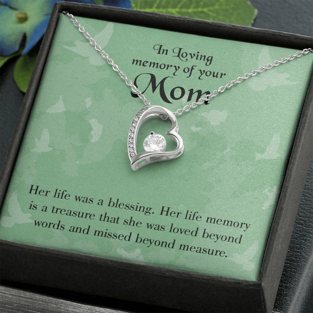 To Mom Remembrance Message Mom's Life a Blessing Forever Necklace w Message Card-Express Your Love Gifts