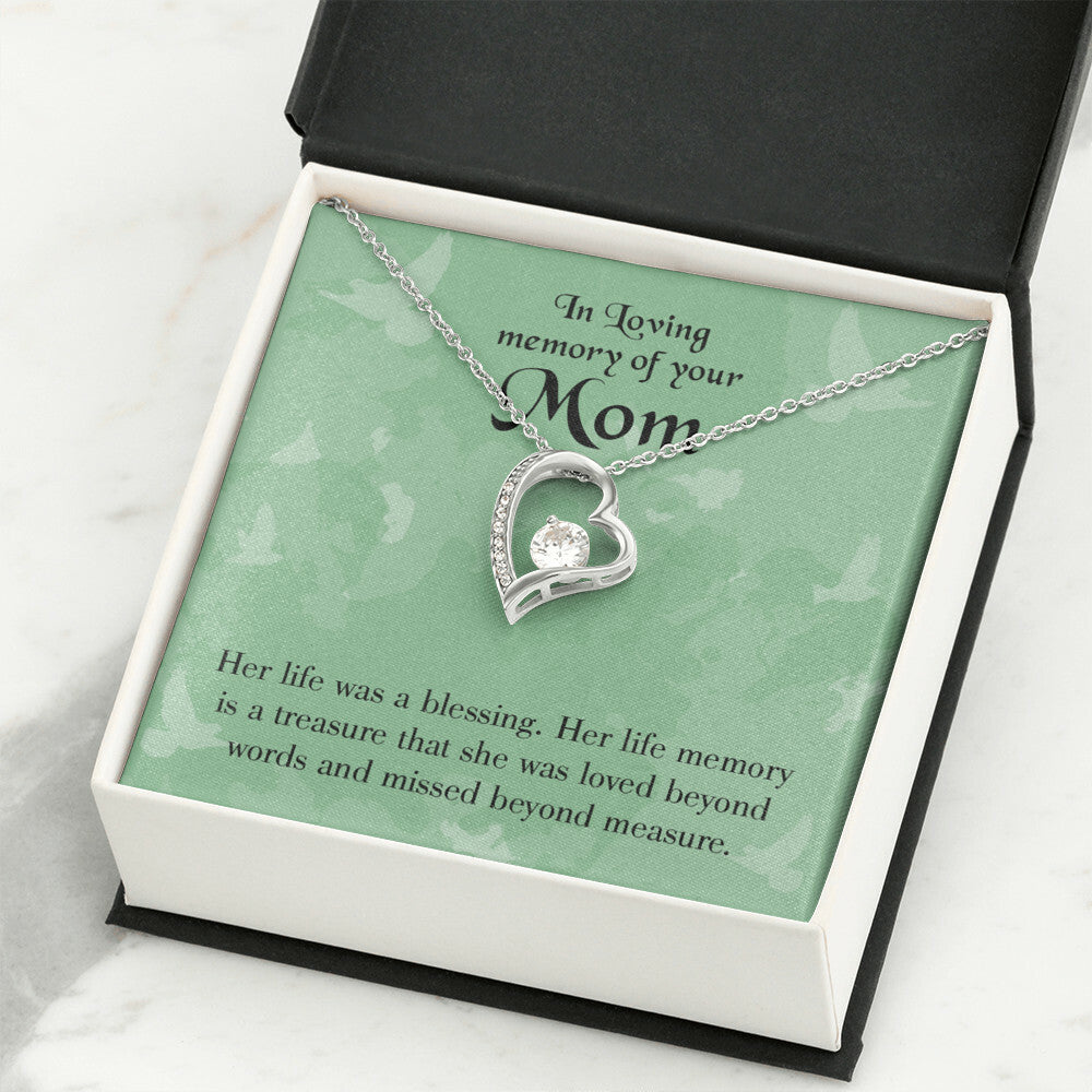 To Mom Remembrance Message Mom's Life a Blessing Forever Necklace w Message Card-Express Your Love Gifts