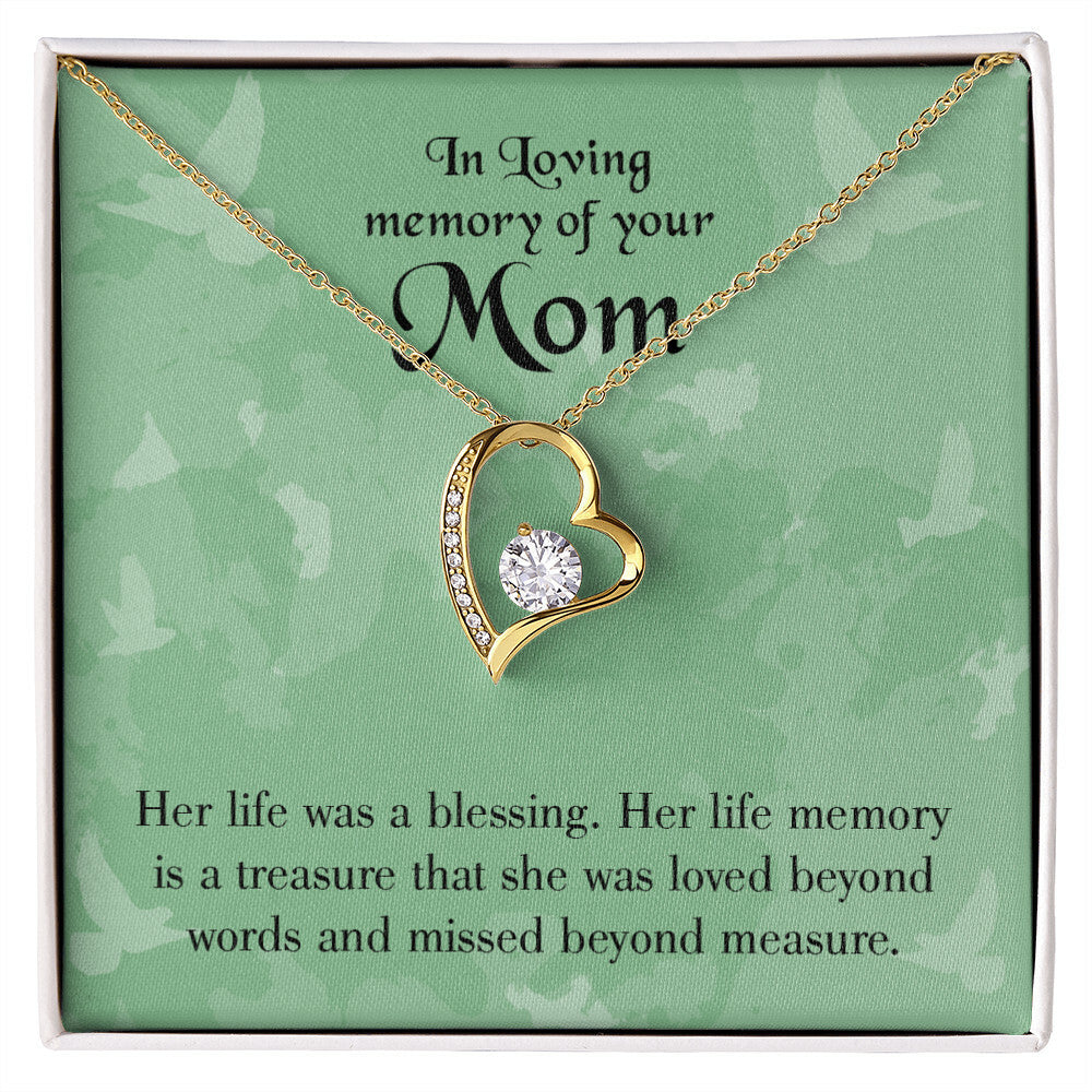 To Mom Remembrance Message Mom's Life a Blessing Forever Necklace w Message Card-Express Your Love Gifts