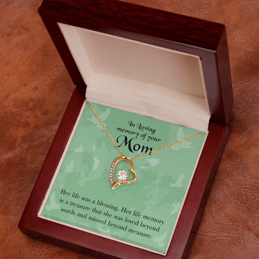 To Mom Remembrance Message Mom's Life a Blessing Forever Necklace w Message Card-Express Your Love Gifts