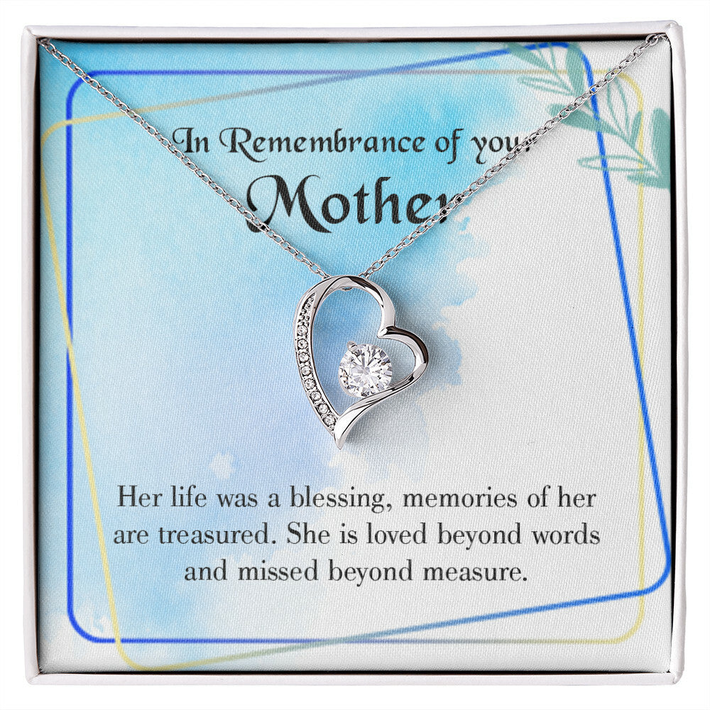 To Mom Remembrance Message Mom's Life is a Blessing Forever Necklace w Message Card-Express Your Love Gifts