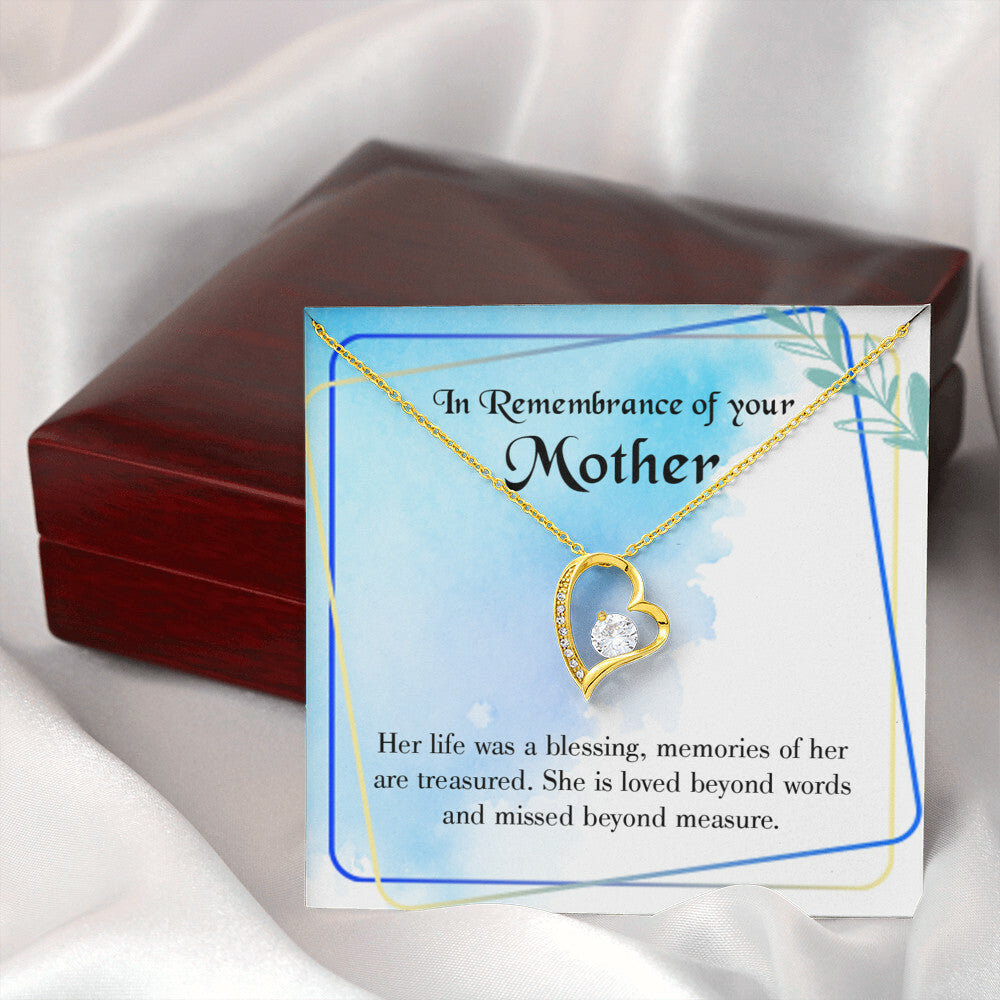 To Mom Remembrance Message Mom's Life is a Blessing Forever Necklace w Message Card-Express Your Love Gifts