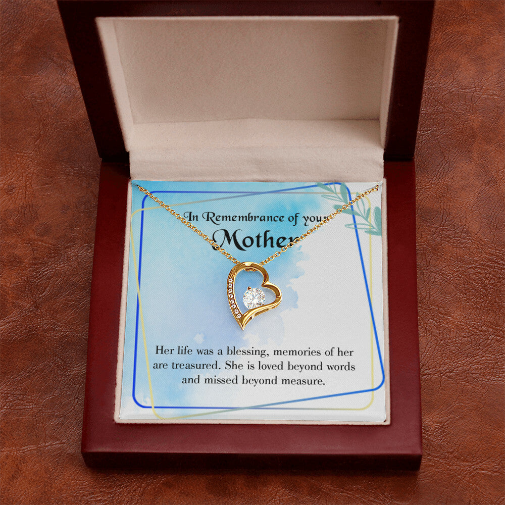 To Mom Remembrance Message Mom's Life is a Blessing Forever Necklace w Message Card-Express Your Love Gifts