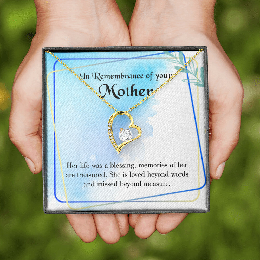 To Mom Remembrance Message Mom's Life is a Blessing Forever Necklace w Message Card-Express Your Love Gifts