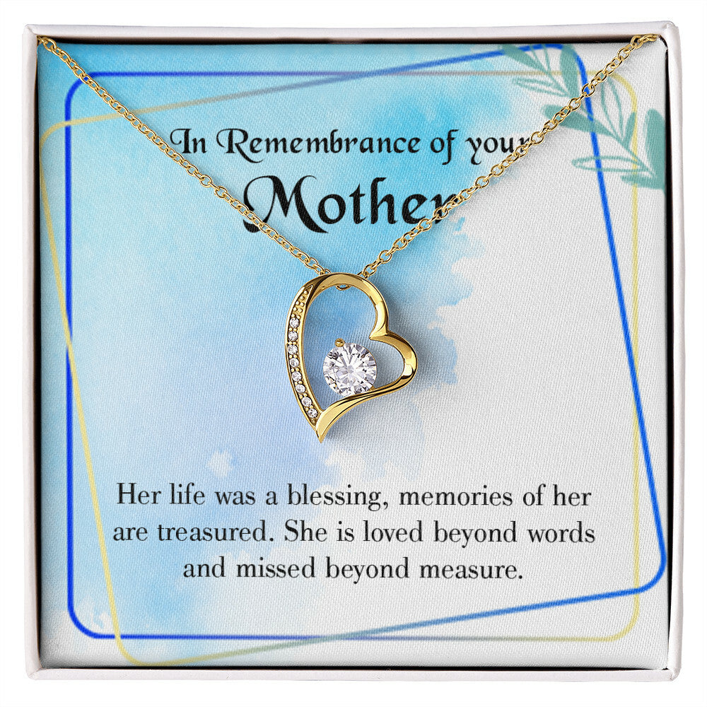 To Mom Remembrance Message Mom's Life is a Blessing Forever Necklace w Message Card-Express Your Love Gifts