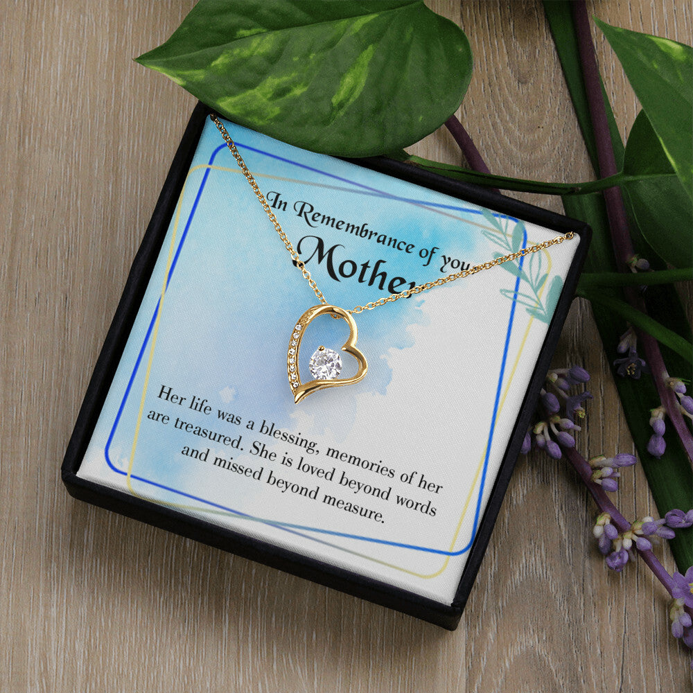 To Mom Remembrance Message Mom's Life is a Blessing Forever Necklace w Message Card-Express Your Love Gifts