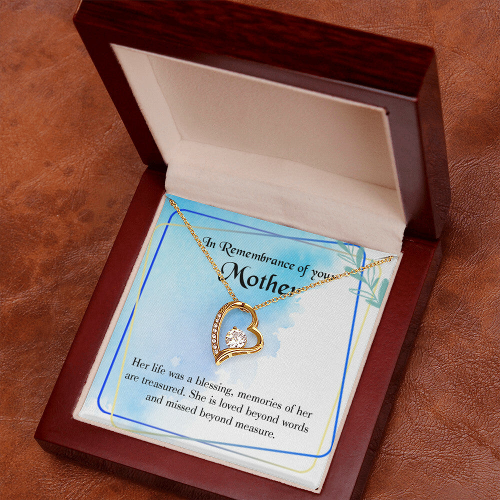 To Mom Remembrance Message Mom's Life is a Blessing Forever Necklace w Message Card-Express Your Love Gifts