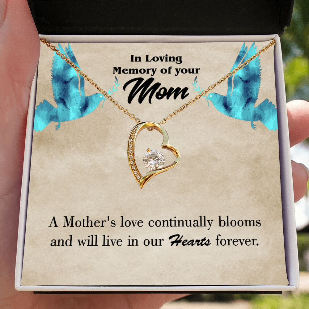 To Mom Remembrance Message Mother's Love Blooms Forever Necklace w Message Card-Express Your Love Gifts