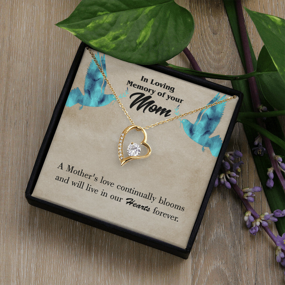 To Mom Remembrance Message Mother's Love Blooms Forever Necklace w Message Card-Express Your Love Gifts