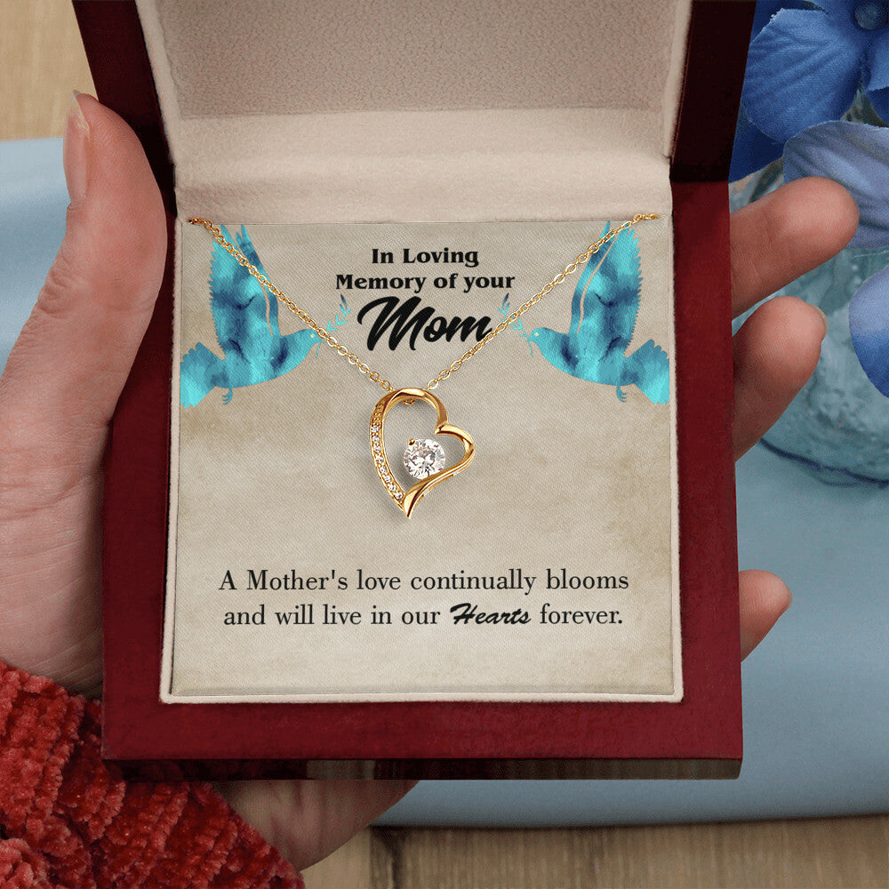 To Mom Remembrance Message Mother's Love Blooms Forever Necklace w Message Card-Express Your Love Gifts