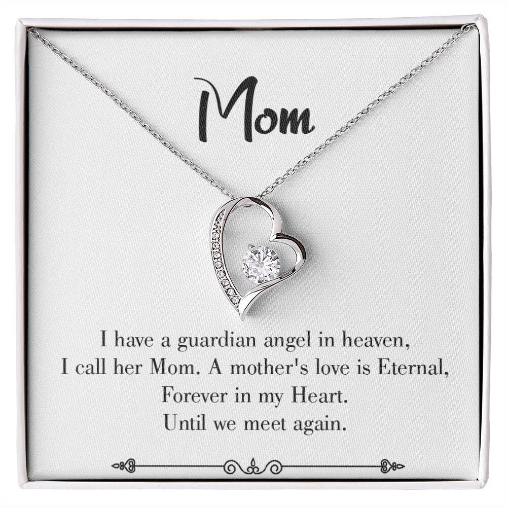 To Mom Remembrance Message Mother's Love is Eternal White Forever Necklace w Message Card-Express Your Love Gifts