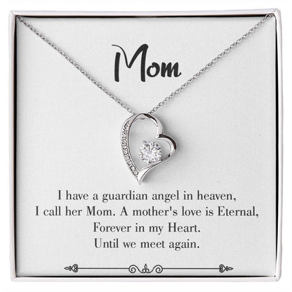 To Mom Remembrance Message Mother's Love is Eternal White Forever Necklace w Message Card-Express Your Love Gifts