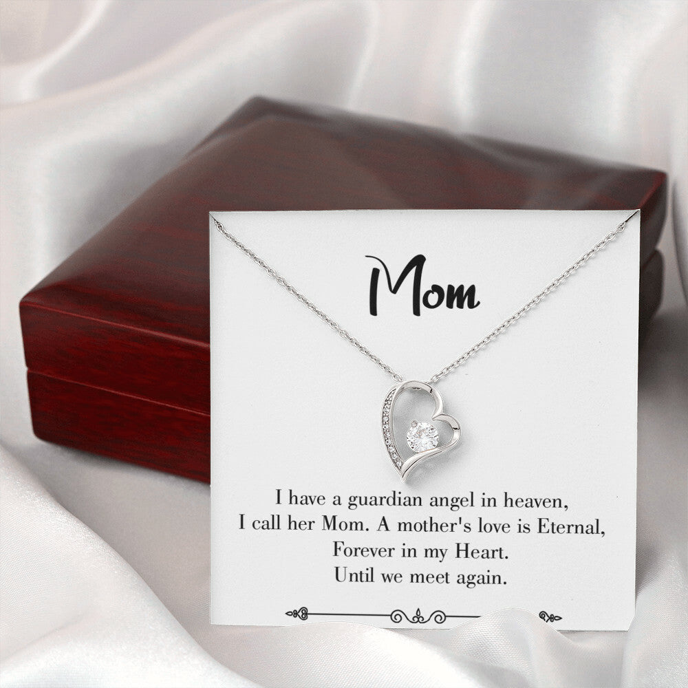 To Mom Remembrance Message Mother's Love is Eternal White Forever Necklace w Message Card-Express Your Love Gifts