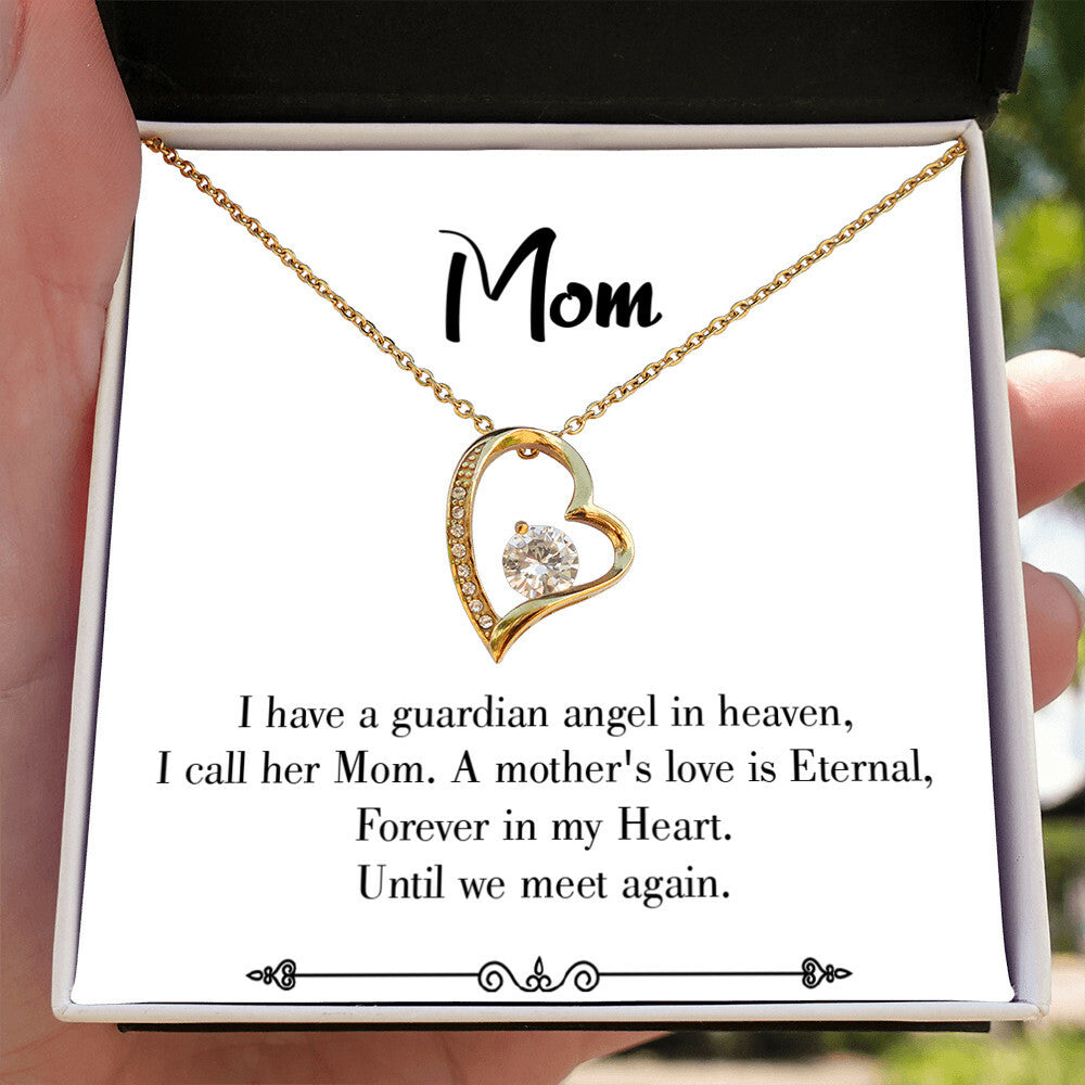 To Mom Remembrance Message Mother's Love is Eternal White Forever Necklace w Message Card-Express Your Love Gifts