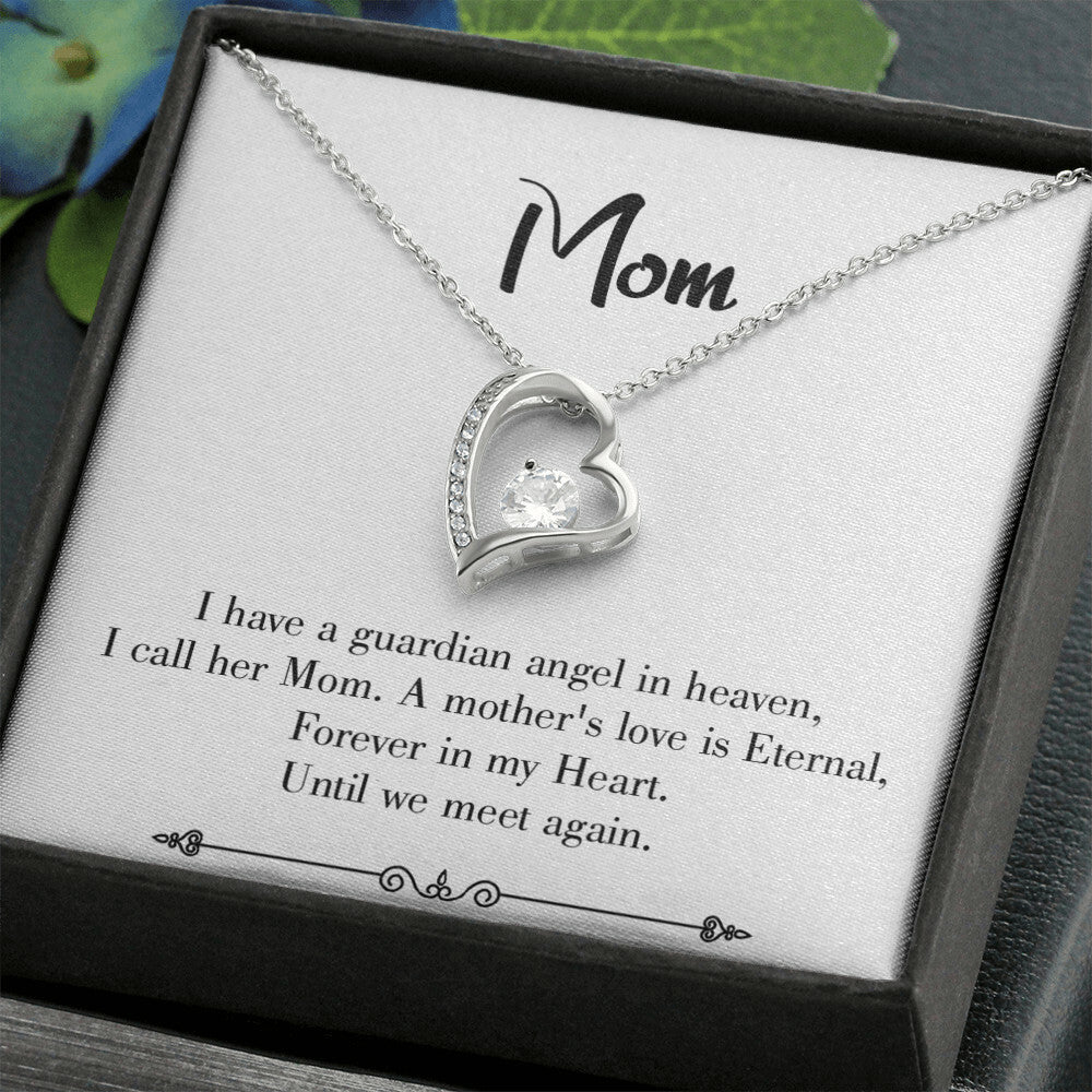 To Mom Remembrance Message Mother's Love is Eternal White Forever Necklace w Message Card-Express Your Love Gifts