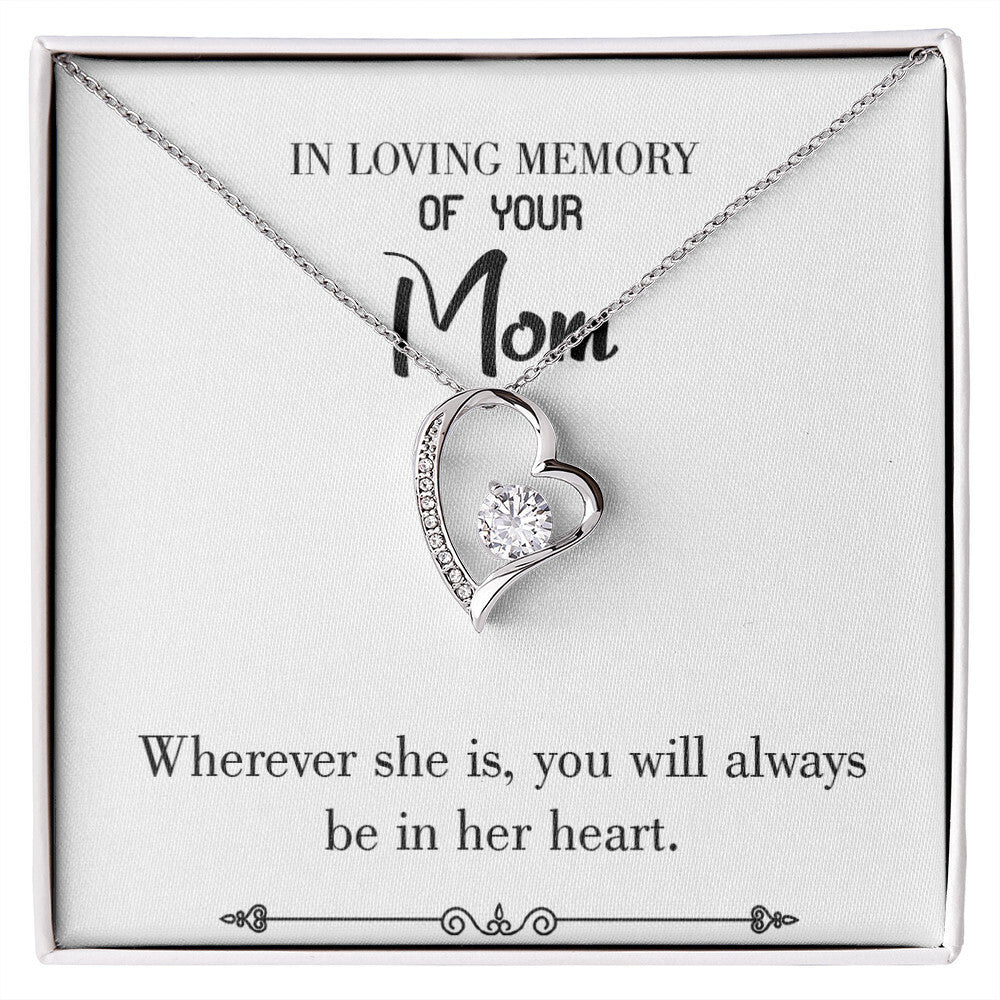 To Mom Remembrance Message No Goodbyes White Forever Necklace w Message Card-Express Your Love Gifts