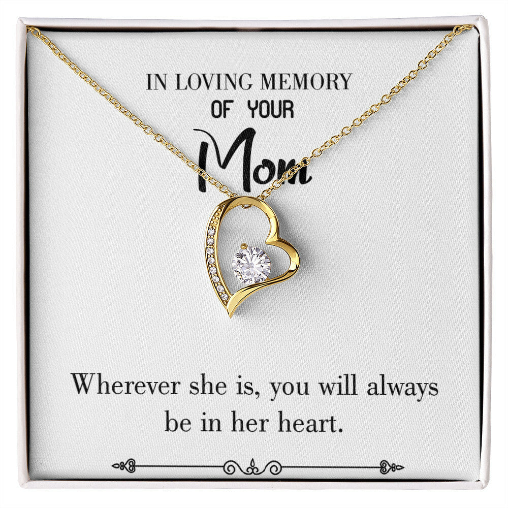 To Mom Remembrance Message No Goodbyes White Forever Necklace w Message Card-Express Your Love Gifts