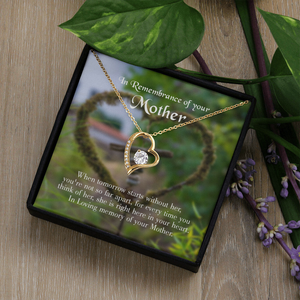 To Mom Remembrance Message Not Far Apart Forever Necklace w Message Card-Express Your Love Gifts