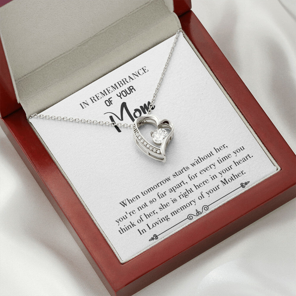 To Mom Remembrance Message Not Far Apart White Forever Necklace w Message Card-Express Your Love Gifts