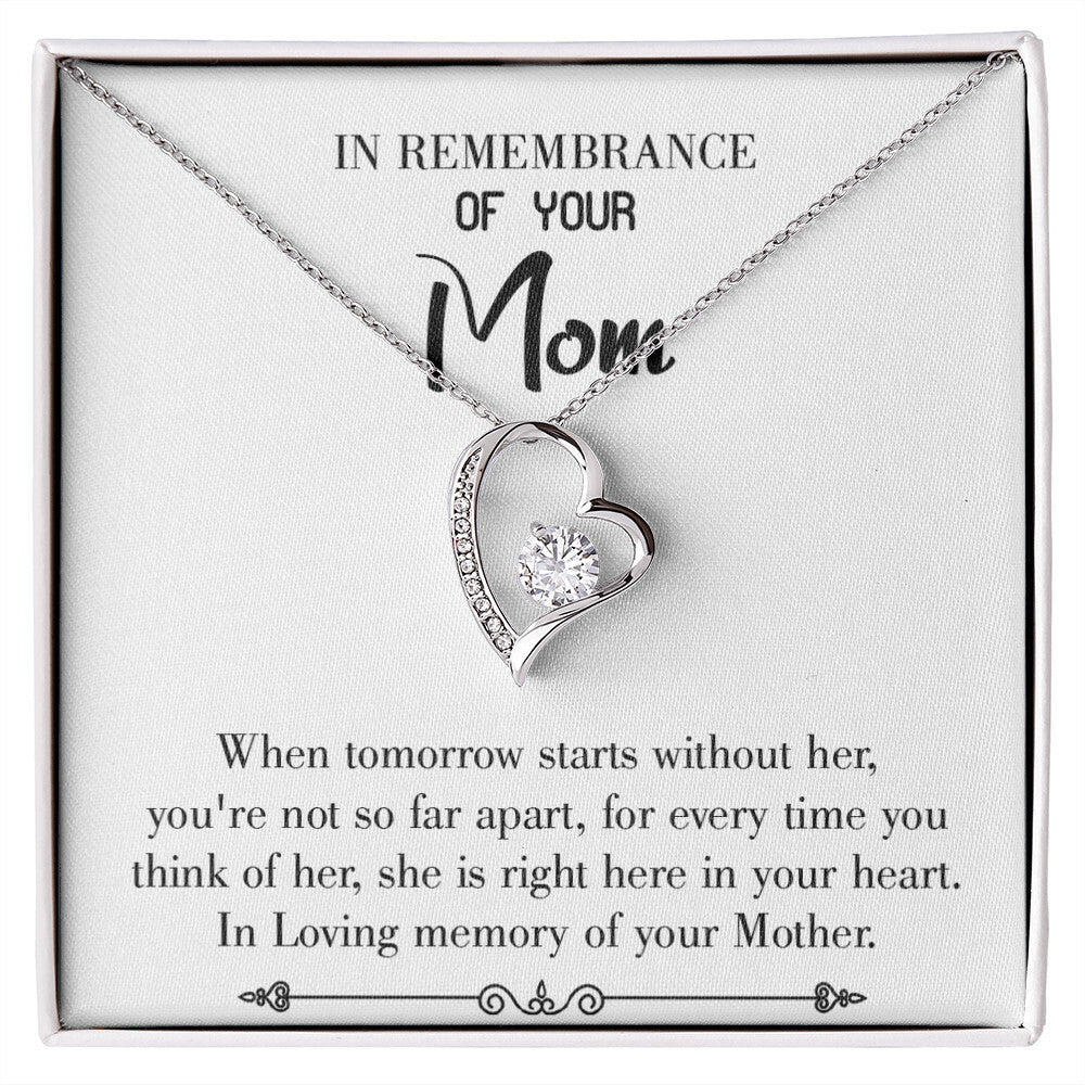 To Mom Remembrance Message Not Far Apart White Forever Necklace w Message Card-Express Your Love Gifts