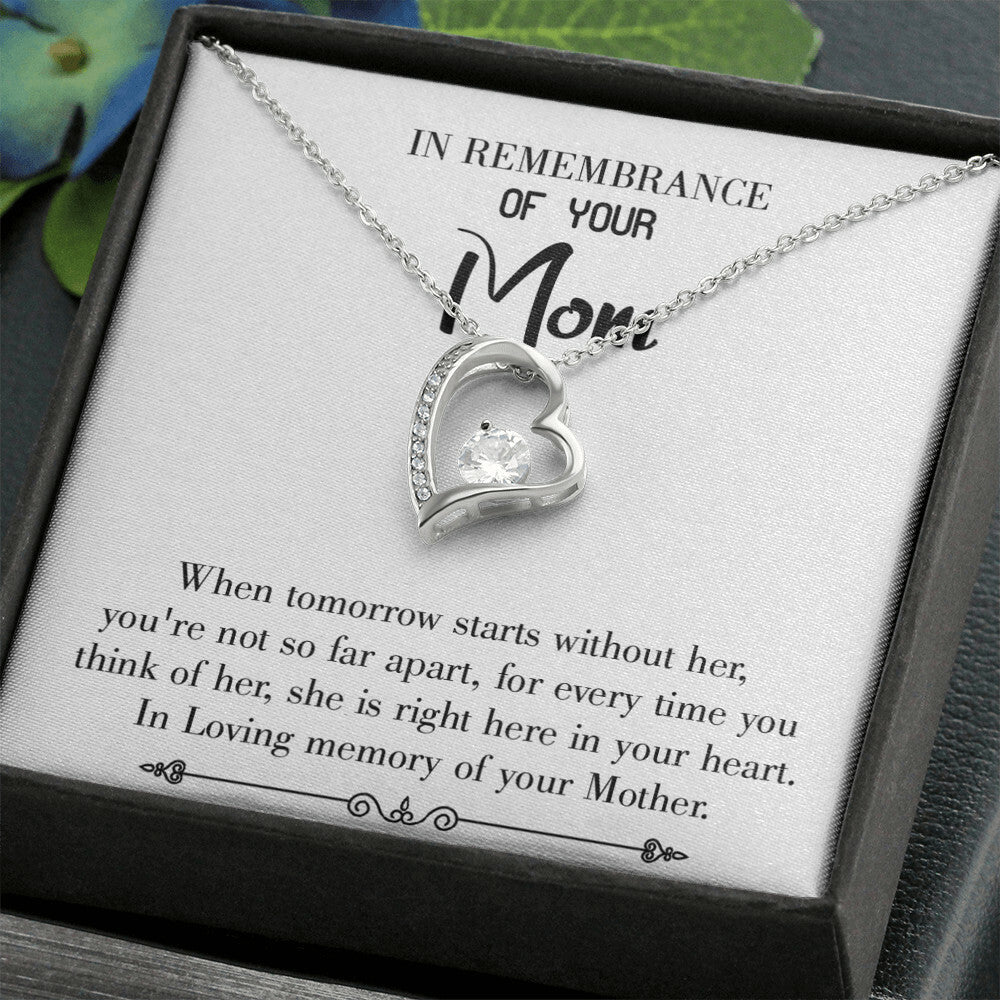 To Mom Remembrance Message Not Far Apart White Forever Necklace w Message Card-Express Your Love Gifts