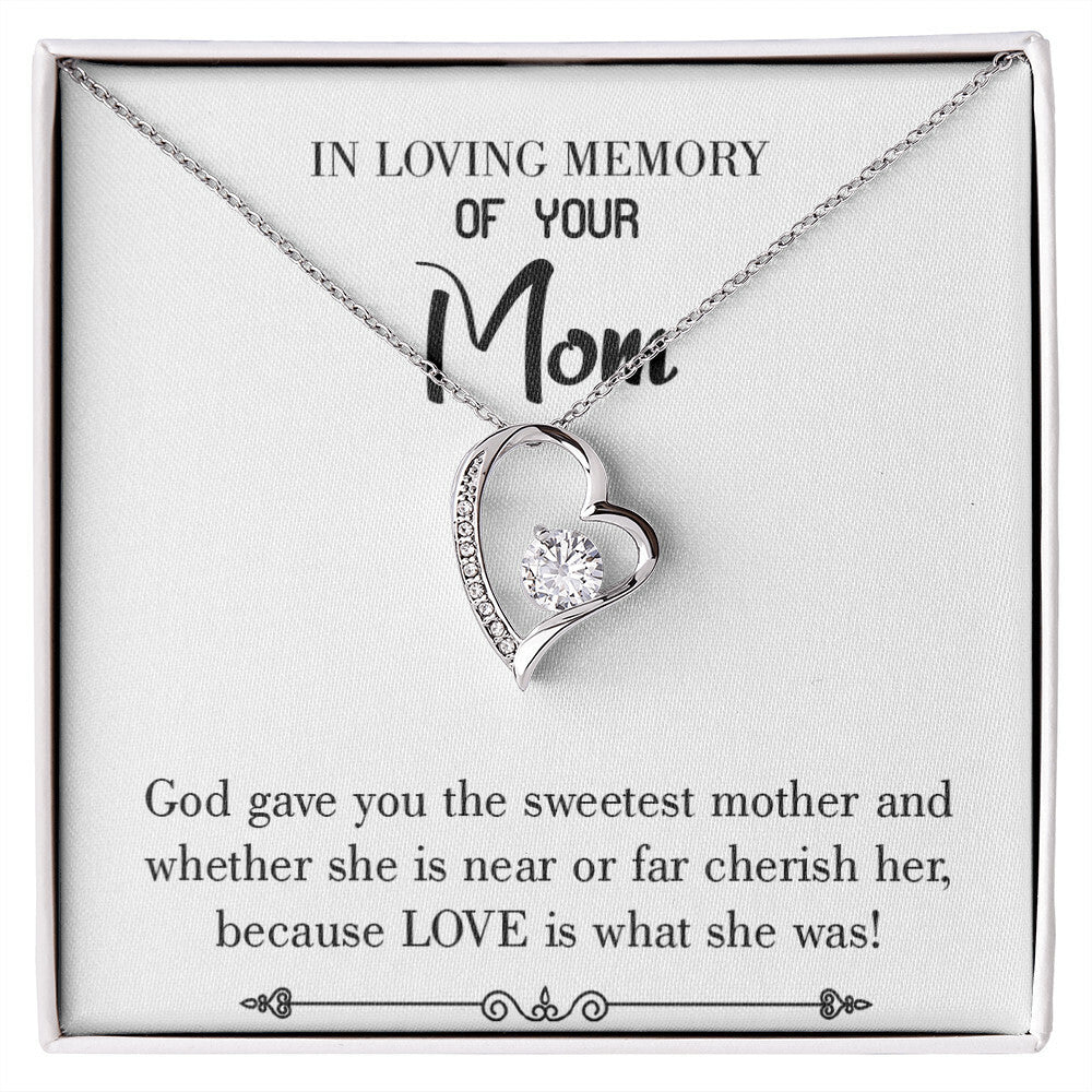 To Mom Remembrance Message Sweetest Mother White Forever Necklace w Message Card-Express Your Love Gifts