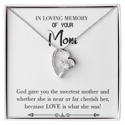 To Mom Remembrance Message Sweetest Mother White Forever Necklace w Message Card-Express Your Love Gifts