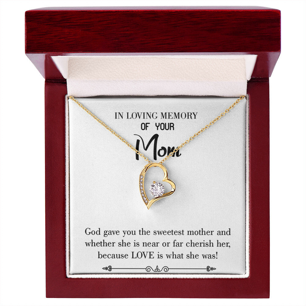 To Mom Remembrance Message Sweetest Mother White Forever Necklace w Message Card-Express Your Love Gifts